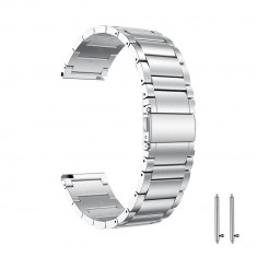 Curea metalica compatibila Fossil Q Founder, telescoape Quick Release, 22mm, Silver