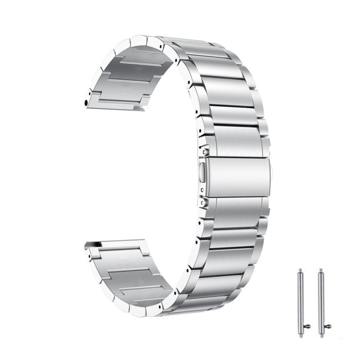 Curea metalica compatibila Ticwatch 1, telescoape Quick Release, 22mm, Silver
