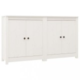 Cumpara ieftin Servante, 2 buc., alb, 70x35x80 cm, lemn masiv de pin