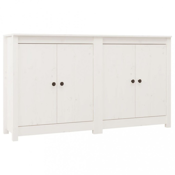 Servante, 2 buc., alb, 70x35x80 cm, lemn masiv de pin