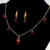 Set Bijuterii Damă: Lanț cu Cruce Roșie și Cercei Oțel Inoxidabil, 45-50cm, Fashion, Cod S248C