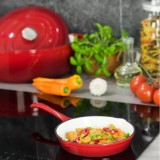 Tigaie Fonta Emailata Adanca 20cm Kinghoff, Rosu - Compatibila Inductie, Gaz, Electric, Ceramica, Cuptor