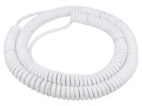 Cablu Spiralat PUR Alb 5x0,22mm&sup2; 300V 1m 4m