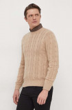 United Colors of Benetton pulover din amestec de lana barbati, culoarea bej