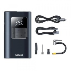COMPRESOR AUTO Baseus PrimeTrip VA1, wireless + fir, max 0.5psi/0.03bar, functie de power bank 3800mAh, lanterna, display LED, negru (timbru verde 0.8