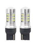 Set 2 becuri Led Auto Alb T20 W21W Canbus cu 24SMD, simpla intensitate 12-24V Alb