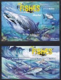 Maldive 2015 - Viața marină - Pești din Maldive - Rechini, Bloc + Colita, F.RARE, MNH (vezi descrierea)