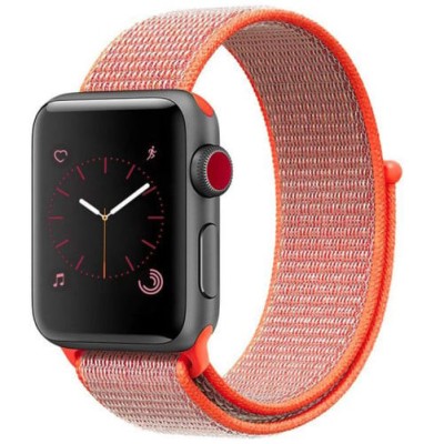 Curea iUni compatibila cu Apple Watch 1/2/3/4/5/6/7, 38mm, Nylon Sport, Woven Strap, Electric Orange foto