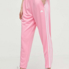 adidas Performance pantaloni de antrenament Training Essentials culoarea roz, cu imprimeu IS3968