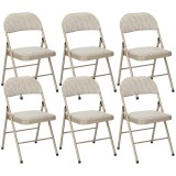 HOMCOM Set de 6 Scaune Pliabile din Metal, Scaune Pliabile din Interior cu Șezut Tapițat din Piele PU și Spătar Deschis | Aosom Romania