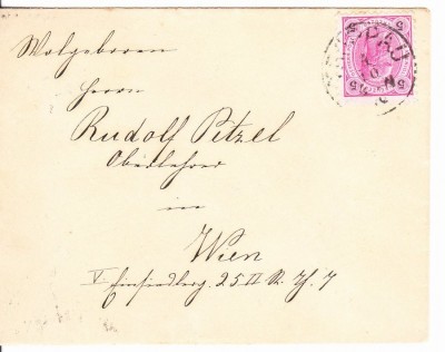 Austria &amp;Ouml;sterreich 1896 Postal History Rare Cover Toppau to Vienna D.362 foto