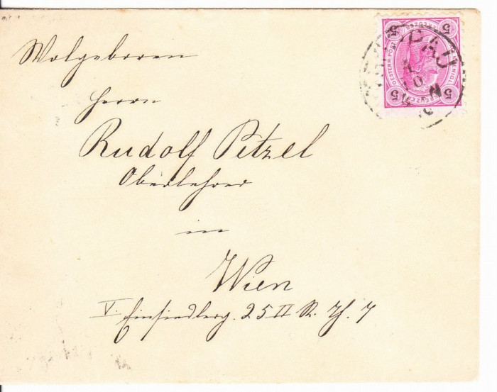 Austria &Ouml;sterreich 1896 Postal History Rare Cover Toppau to Vienna D.362