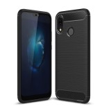 Husa de telefon carbon premium protect , huawei p20 lite, 6 nivele de protectie, finisaj metalic, slim, negru, Htphone