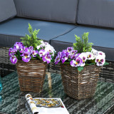Cumpara ieftin Outsunny Ghiveci cu Flori Artificiale de Phalaenopsis Violete si Albe Planta Artificiala Inalta 45cm