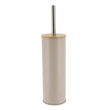 Perie Toaletă Inaltă Metalică Capac Bambus &ndash; Greige Compoziție Bambus + Pvc + Metal