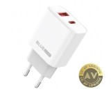 Incarcator Retea Blue Power BPCE12 20W 3A 1 x USB-A - 1 x USB-C Alb