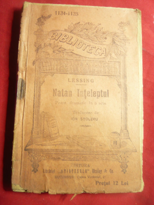 Lessing- Natan Inteleptul -BPT1134-1135 trad.I.Stoleru Universala Alcalay ,192p