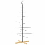 Cumpara ieftin Brad de Craciun din metal cu baza din lemn, negru, 150 cm