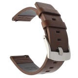 Curea din piele naturala pentru Garmin Vivoactive 3, Telescoape QR, 20mm, Maro/Argintiu, Very Dream