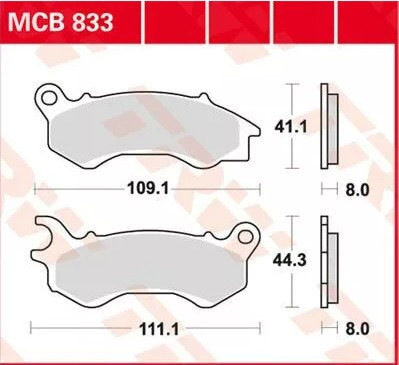 Set placute frana fataTRW MCB833SRM - Honda PCX 125-150 (10-18) - SH 125 (14-18) - Peugeot Django - Speedfight 4 50-125-150cc