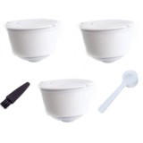 Set 3 Capsule cafea, reutilizabila, reincarcabila, compatibil Dolce Gusto, alb, cu periuta si lingurita