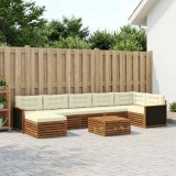 vidaXL Set de canapele de exterior cu pernă 8 pcs Natural și Crem 3383643