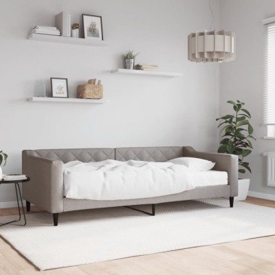 vidaXL Pat de zi cu saltea, gri taupe, 90x200 cm, textil 3197411 foto