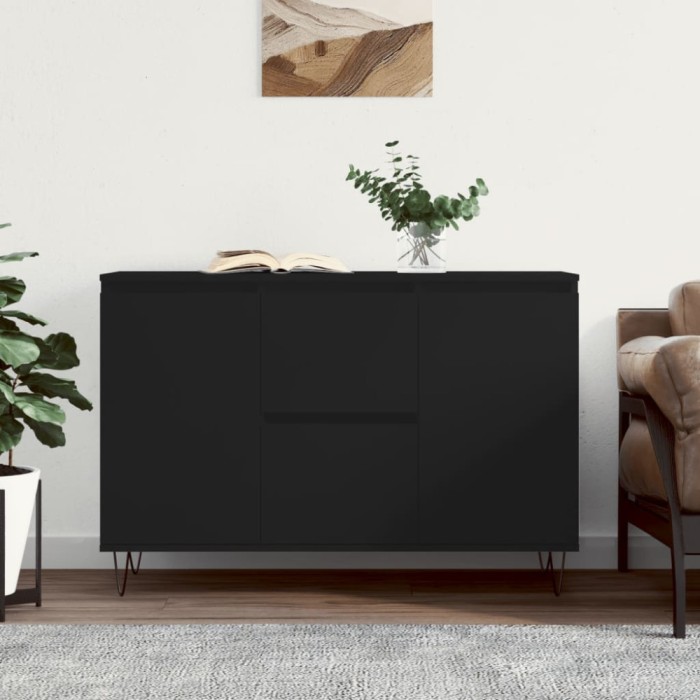 vidaXL Servantă, negru, 104x35x70 cm, lemn prelucrat