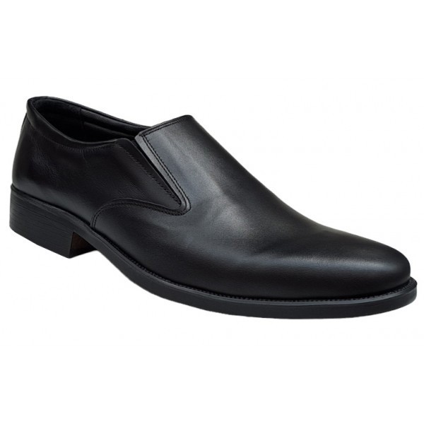 Oferta marimea 40- Pantofi barbati, eleganti, din piele naturala, cu elastic, Negru, lADY3NEL