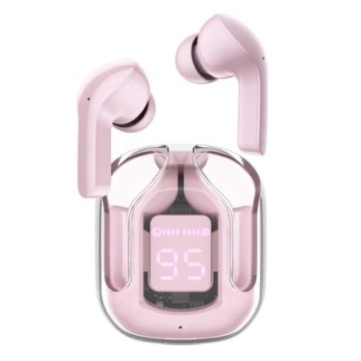 Casti Type-C, Bluetooth 5.3, IPX4, ENC, LED Display Digital - Acefast (T6) - Pink Lotus foto