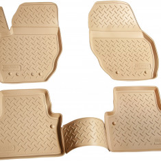 Set de 4 covorase bej cauciuc 3D stil tavita premium pentru Volvo V70, XC70, S80 II 2006-2016