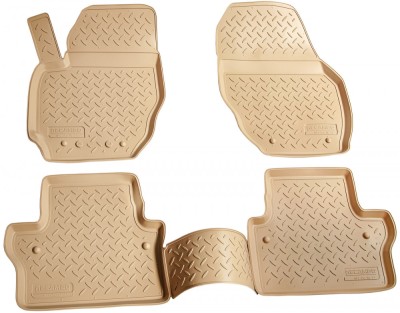 Set de 4 covorase bej cauciuc 3D stil tavita premium pentru Volvo V70, XC70, S80 II 2006-2016 foto