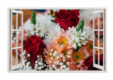 Cumpara ieftin Autocolant decorativ, Fereastra, Arbori si flori, Multicolor, 83 cm, 540ST, Oem