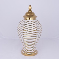 Vaza din ceramica White Golden cu capac 42 cm