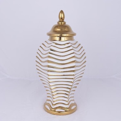 Vaza din ceramica White Golden cu capac 42 cm foto
