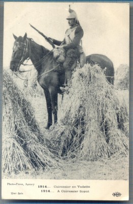 AX 121 CP VECHE INTERBELICA -MILITARA- ANUL 1914 -CALARET ECHIPAT DE LUPTA foto