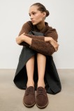 Answear.LAB pantofi de piele intoarsa culoarea maro, cu toc plat