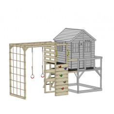 M28G_G - Casuta de gradina Grey Lodge cu tobogan, leagan dublu, modul sport (M28G_G), Wendi Toys foto