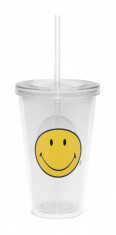 Pahar Double ICE Smiley Transparent, 490 ml foto