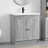 Cumpara ieftin Set de mobilier pentru baie Sonoma gri 56 x 37,5 x 81 cm
