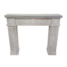 Masca decorativa semineu lemn gri alb 120 x 23,5 x 101 cm