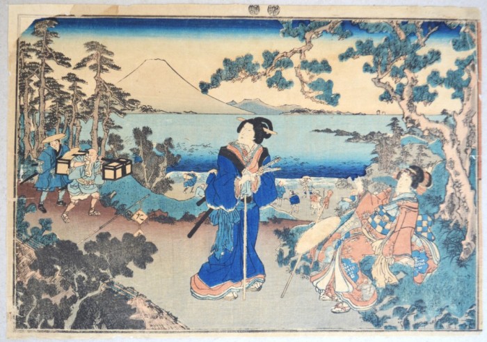 Utagawa Kunisada &quot;47 Ronin - Kanadehon Chushingura act. 8&quot; xilogravura 1851-53