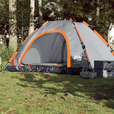 vidaXL Cort camping, 5 persoane, gri/oranj, setare rapidă foto