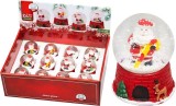 Glob de zapada cu Santa si om de zapada, decor de Craciun 8 cm