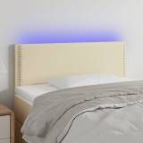 Cumpara ieftin Tăblie de pat cu LED, crem, 100x5x78/88 cm, piele ecologică