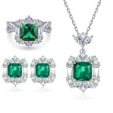 Cumpara ieftin Set Bijuterii din Argint 925 , zEmerald Queen, , Inel, Cercei E i Colier de Lux
