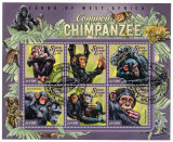 SIERRA LEONE 2015 - Fauna, Cimpanzei / colita, Stampilat