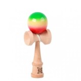 Kendama X Originala,Kendama Profesionala din Lemn, 18 cm, Rubber Grip, Gradient Verde/Galben/Rosu