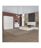 DORMITOR OTTO ALB /AURIU 160X200 FARA OGLINDA + COMODA CU OGLINDA