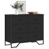 Comoda Gossi Neagra cu 6 Sertare, 91x35.5x74.5 cm, Lemn, Living/Dormitor
